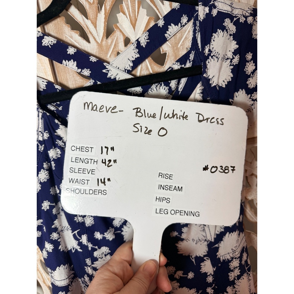 Maeve Anthropologie Navy Blue Floral Button Front Midi Dress Strappy Back 0P - Picture 9 of 10